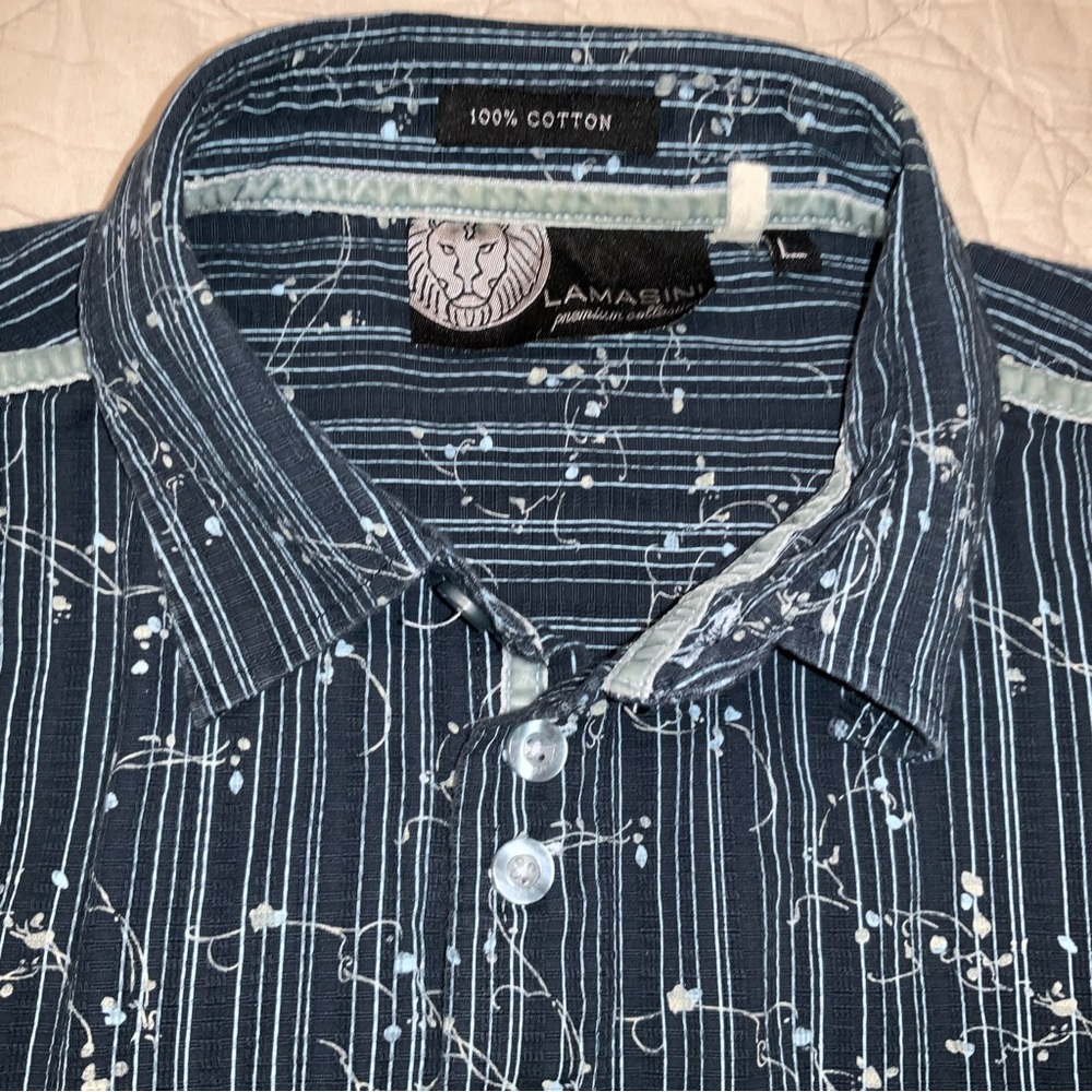 Lamasini Premium Collection mens Large LS Button Down Shirt